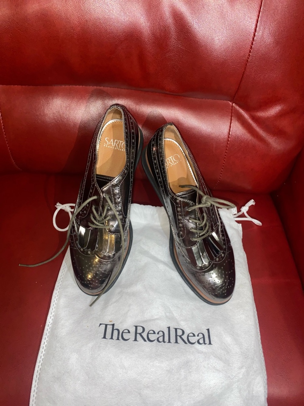 SARTO By Franco Sarto Dark Brown Leather Kiltie Wingtip Oxfords